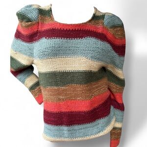 Dear John Sweater pullover puffy sleeves multi color stripe - CHUNKY S NEW‎